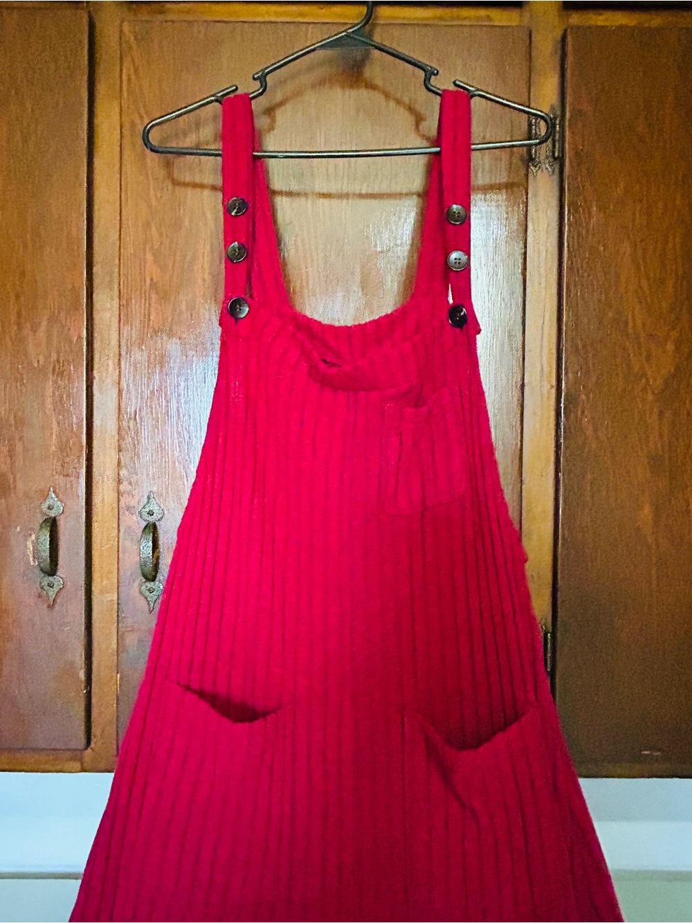 HALARA Red Ribbed Wide-Leg Jumpsuit - Picture 3 of 9